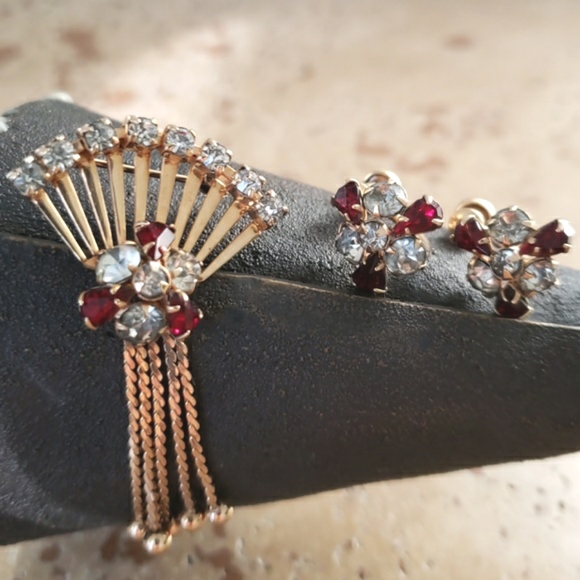 M&S Jewelry - VTG 50ies M&S 3pc goldfilled set brooch/ earrings